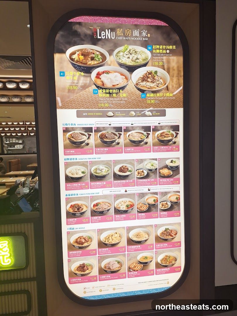 LeNu Chef Wai's Noodle Bar Menu