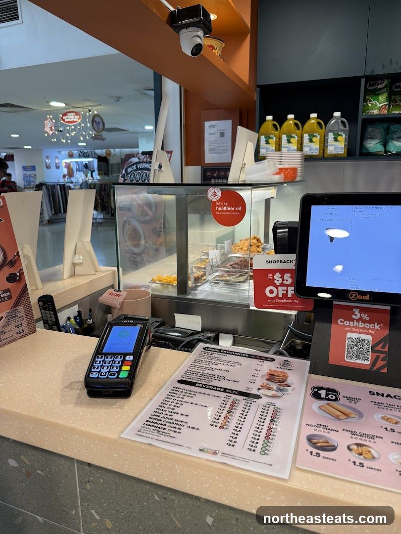 Counter with Payment Terminal and Menu