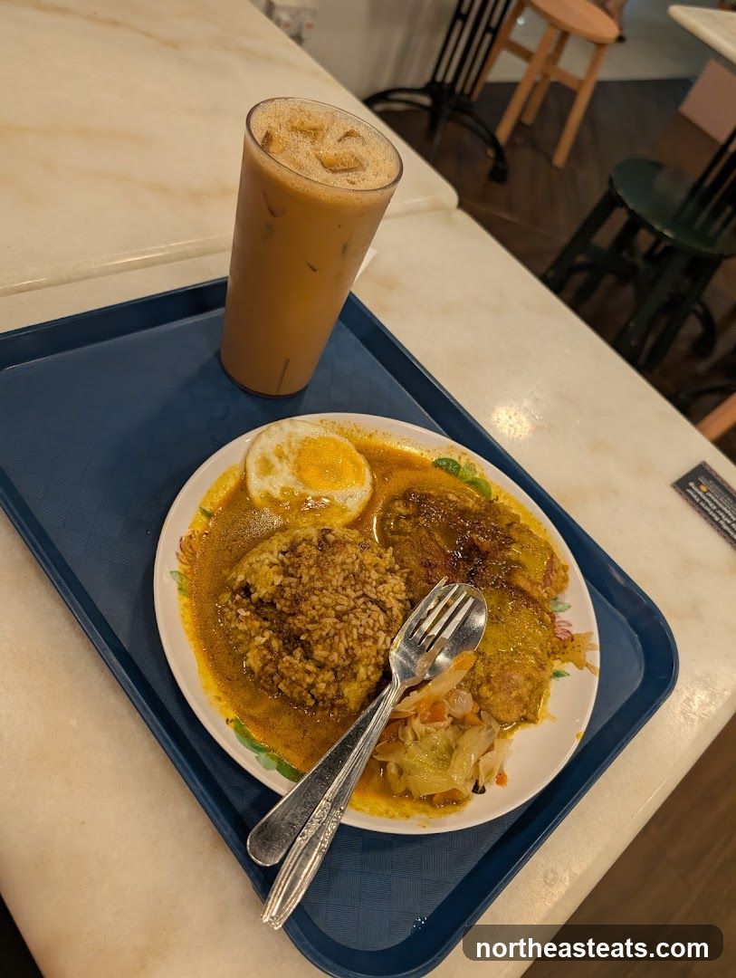 Curry Rice with Egg and Drink