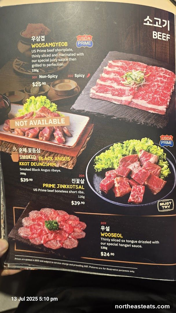 Beef Menu