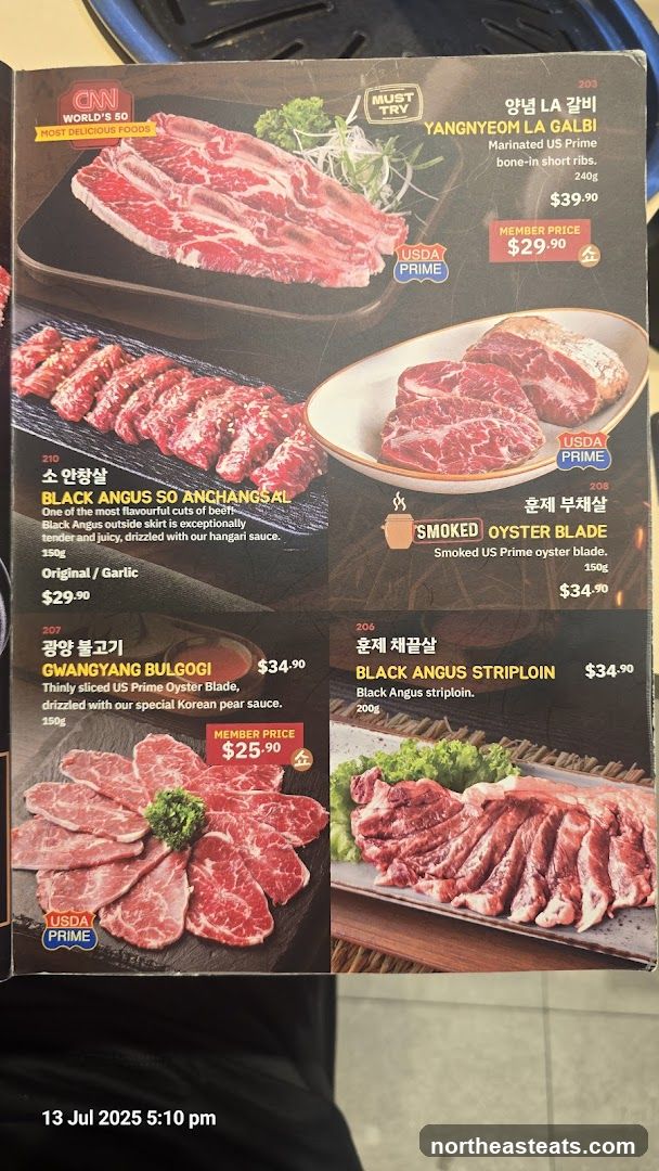 Korean BBQ Menu