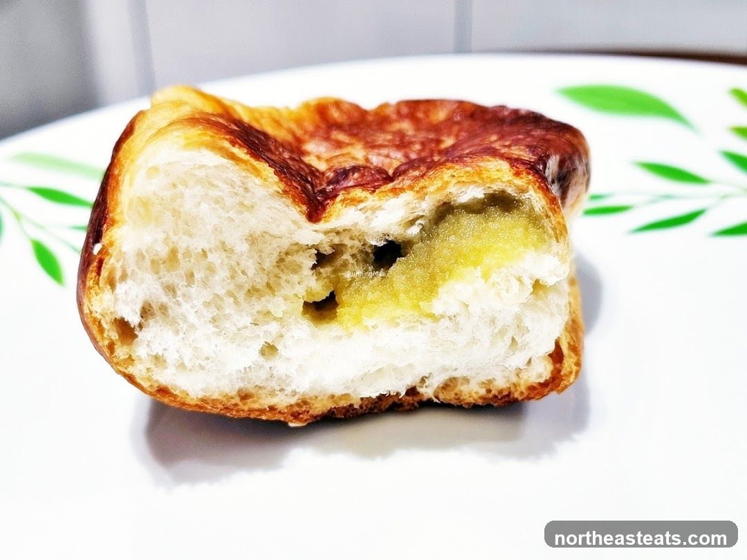 Close-up of a pastry with filling