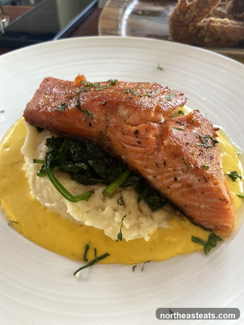 Salmon with Mashed Potatoes and Spinach