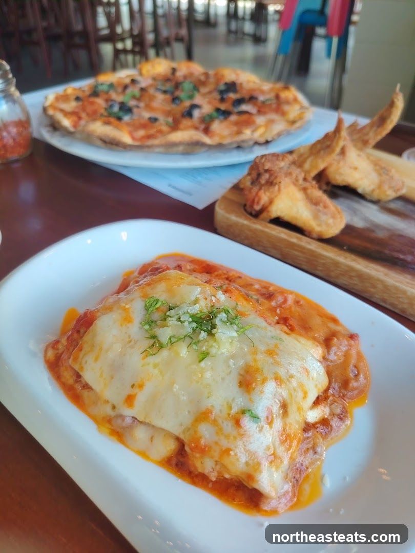 Lasagna, Pizza, and Chicken Wings