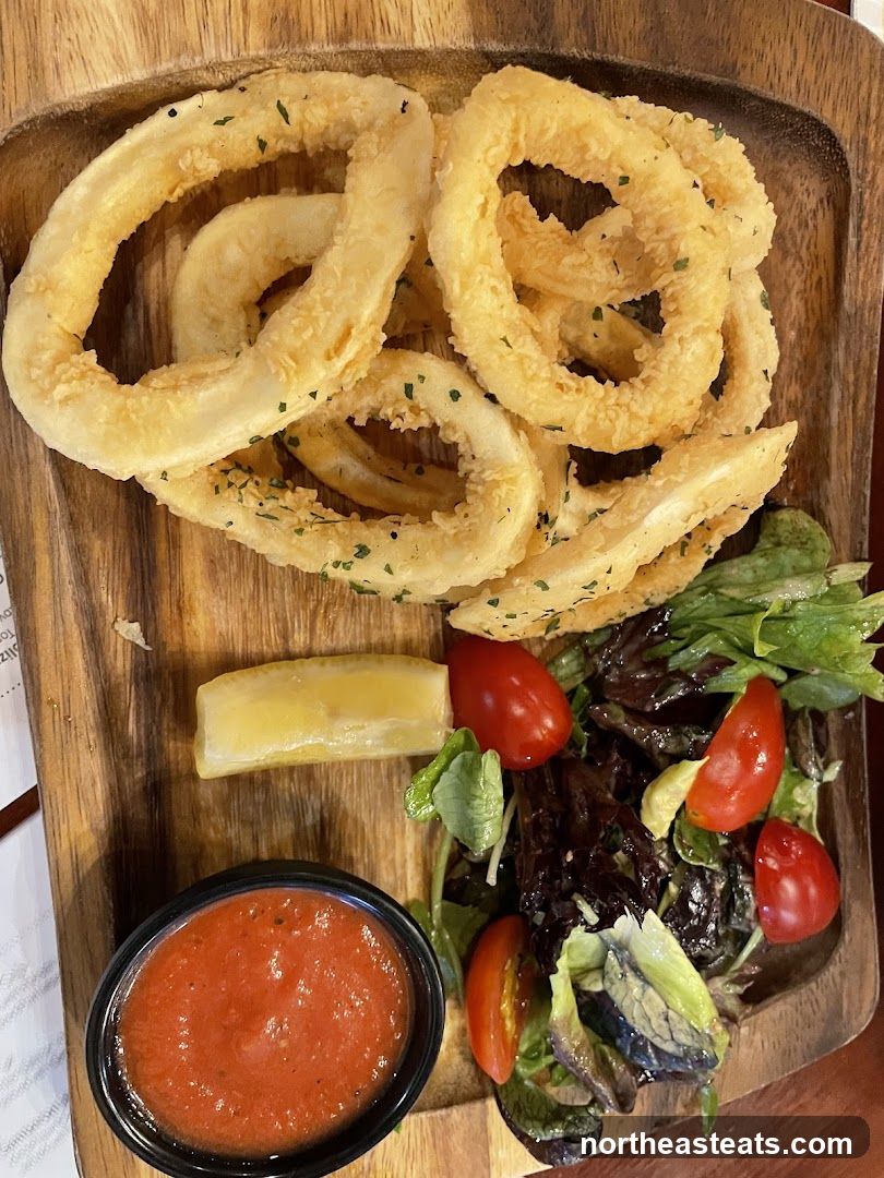 Fried Calamari with Salad and Sauce