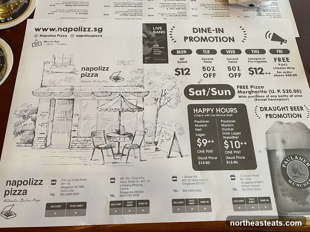 Napolizz Pizza Menu and Promotions