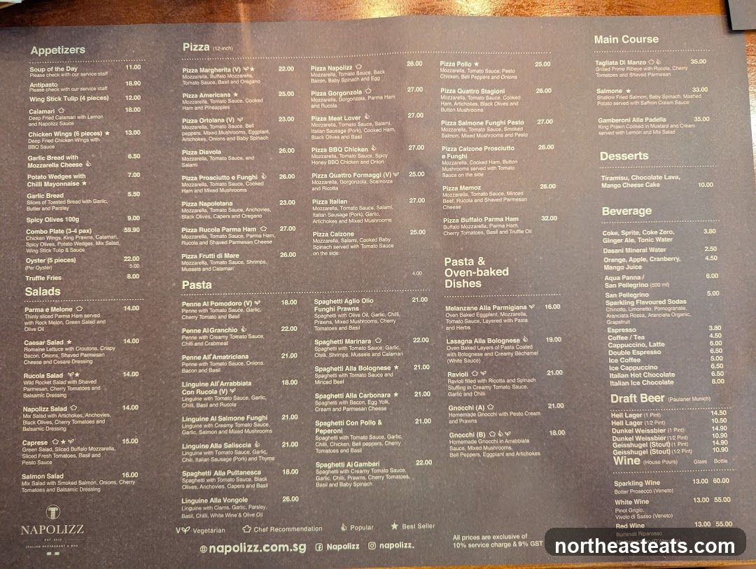 Napolizz Menu