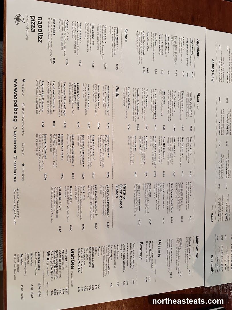 Napolizz Pizza Menu