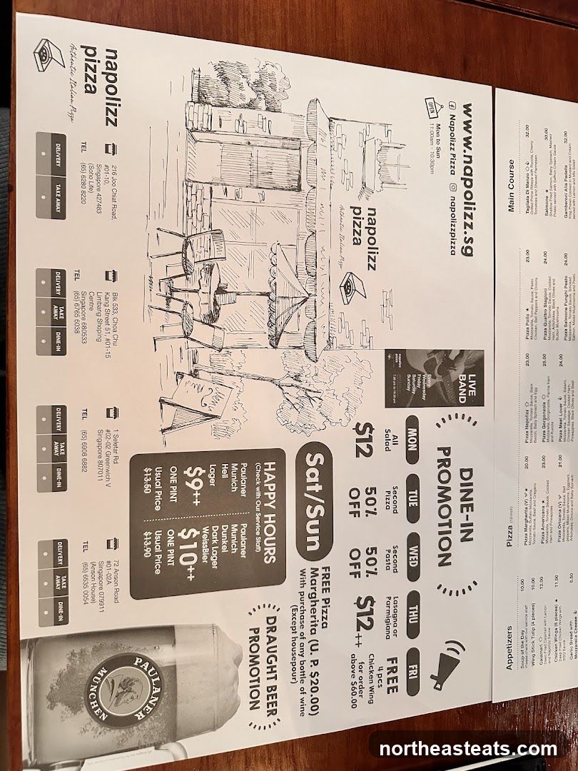 Napolizz Pizza Menu