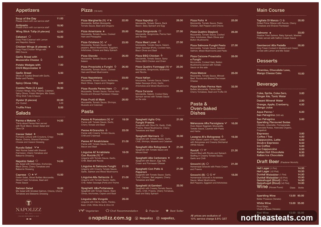 Napolizz Menu