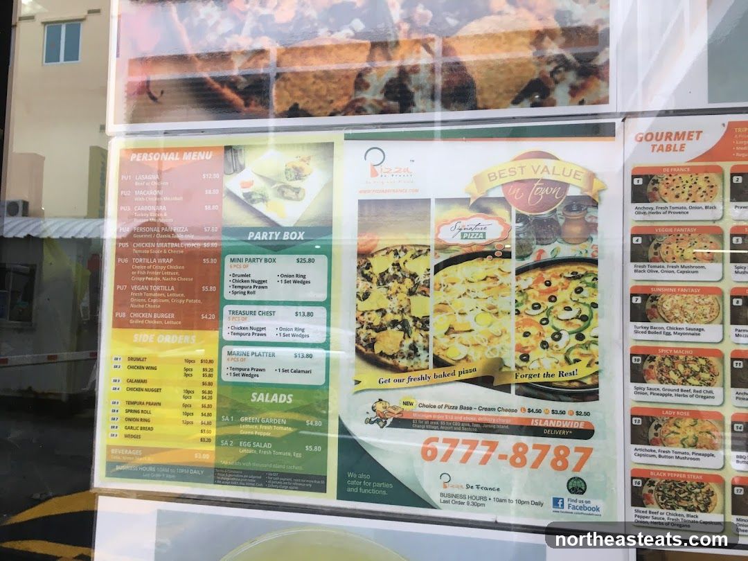 Pizza De France Menu