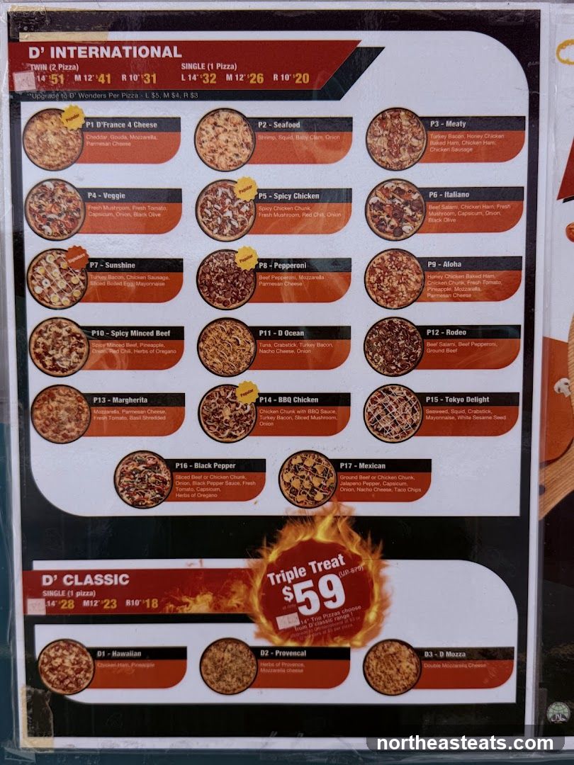 D' INTERNATIONAL PIZZA MENU