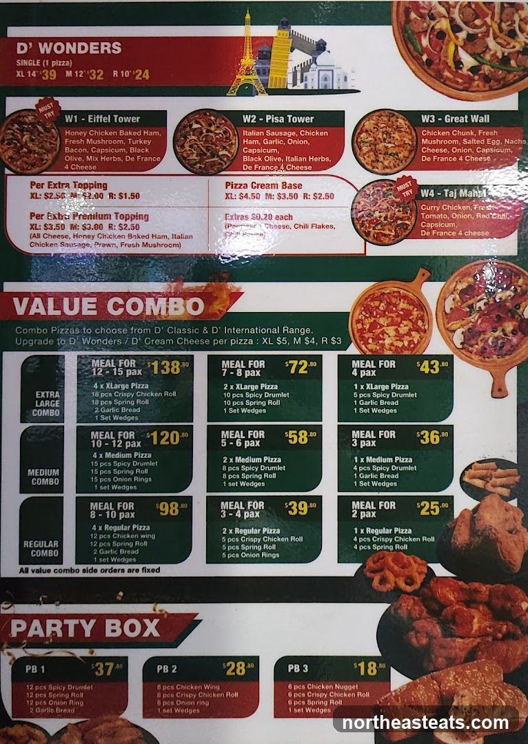 D' Wonders Menu