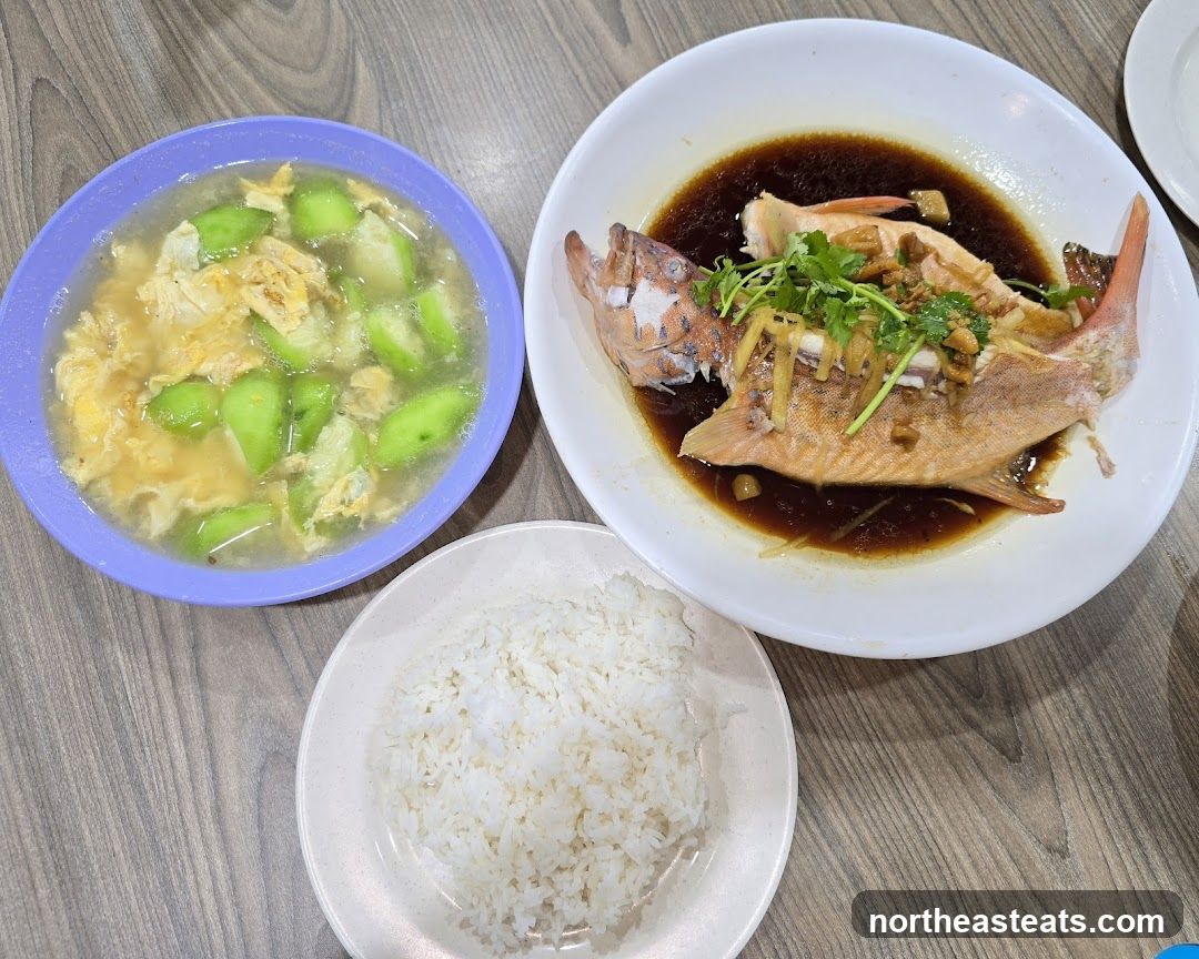 Steamed Fish with Rice and Soup