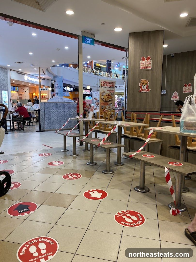 Restaurant Interior with Social Distancing Markers