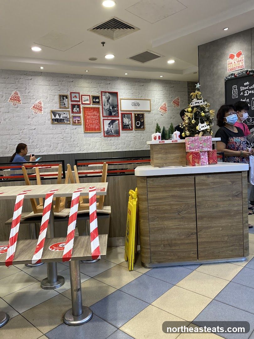 Restaurant Interior with Christmas Decorations