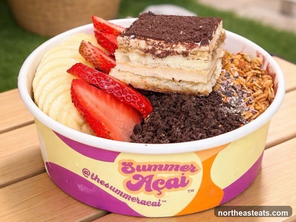 Acai Bowl with Tiramisu Slice