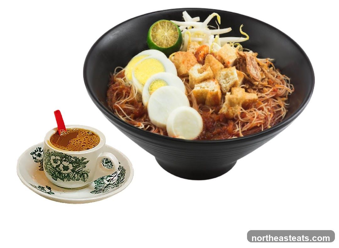 Noodle Dish and Coffee