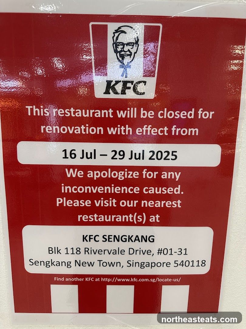 KFC Sengkang Closure Notice