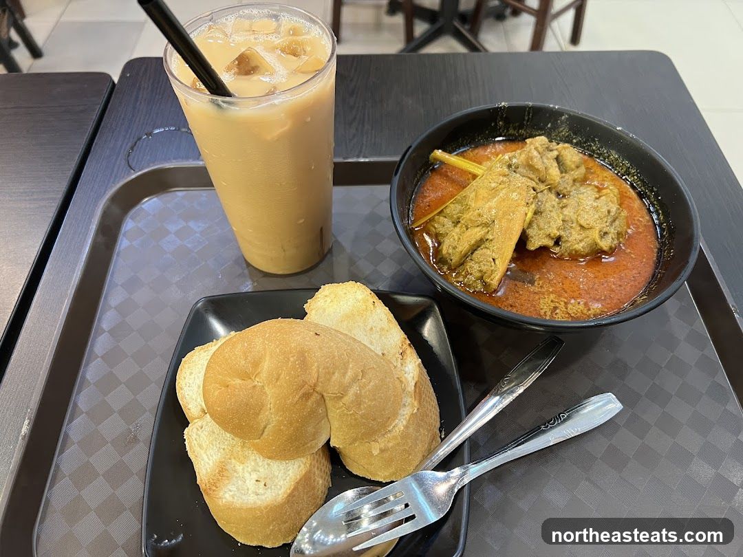 Curry with Bread and Iced Drink