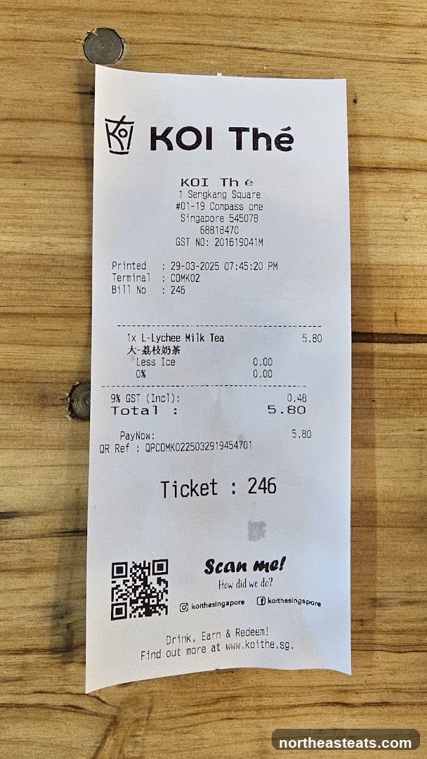 KOI Thé Receipt