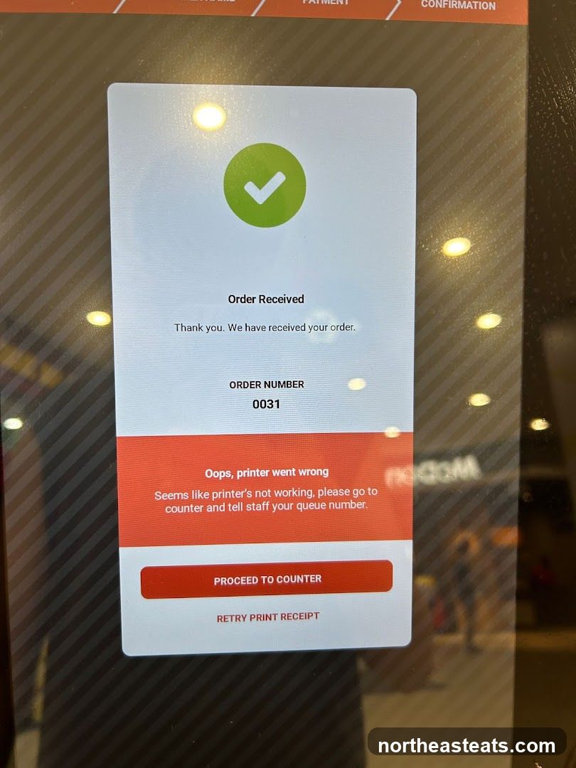 Order Confirmation Screen
