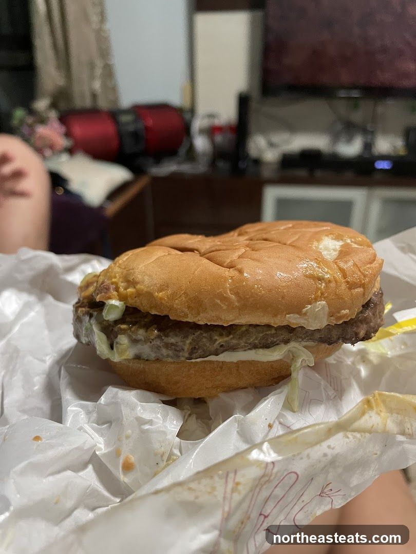 Burger in wrapper