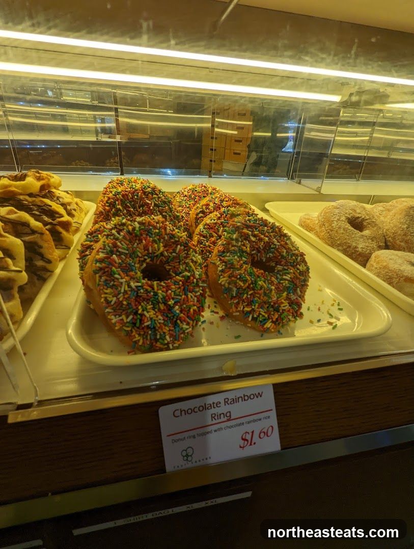 Donuts in a display case