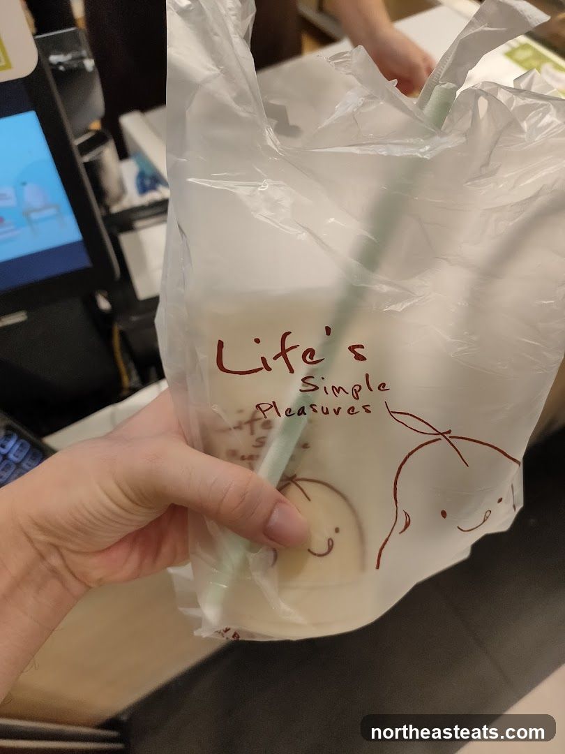 Beverage in a branded bag