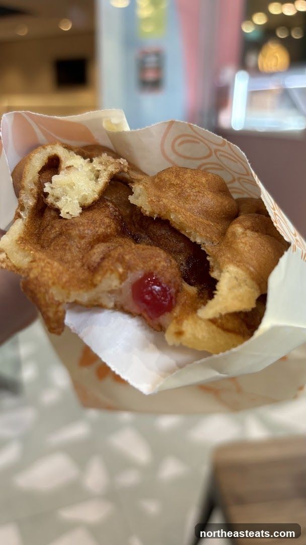Bubble Waffle with Cherry Filling
