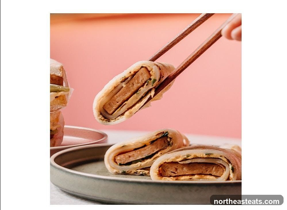Rolled Food Item with Chopsticks