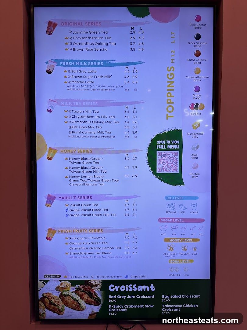 Bubble Tea Menu
