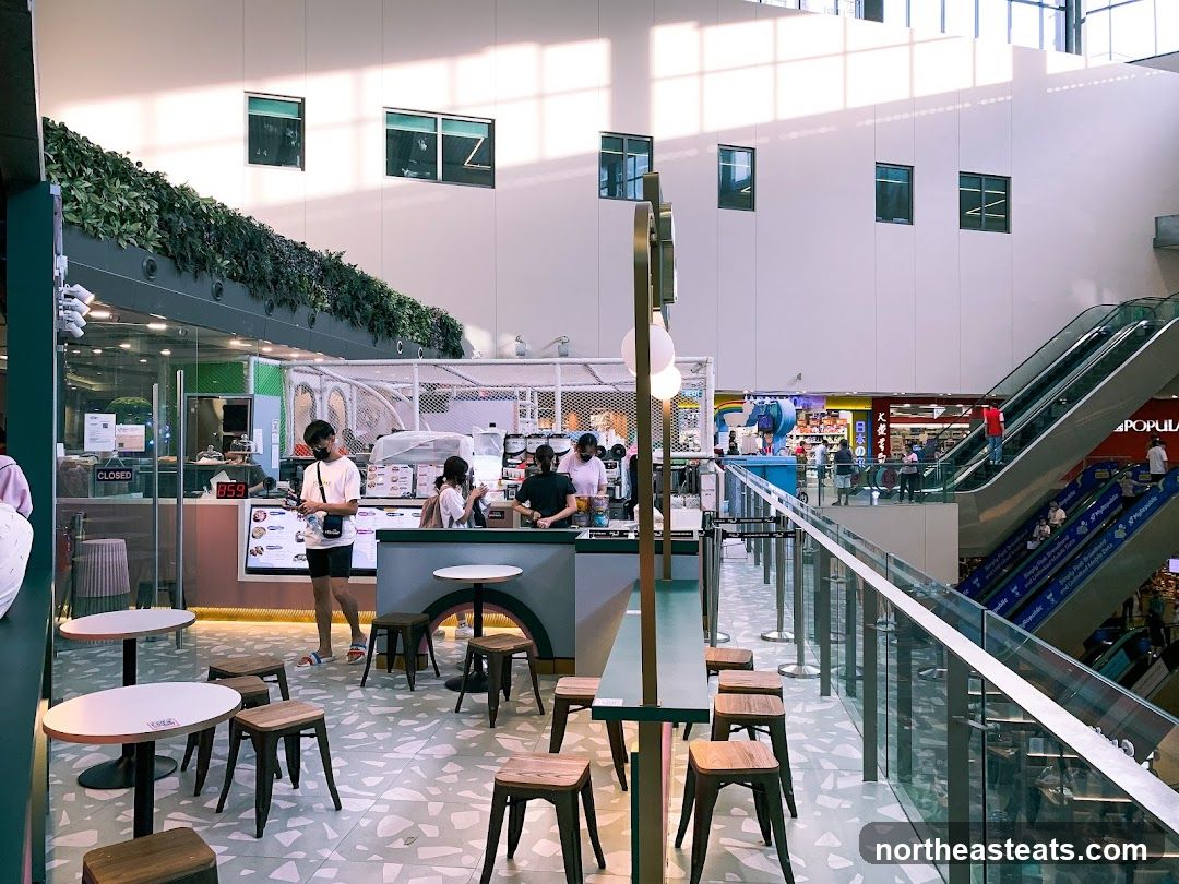 Indoor food court with seating