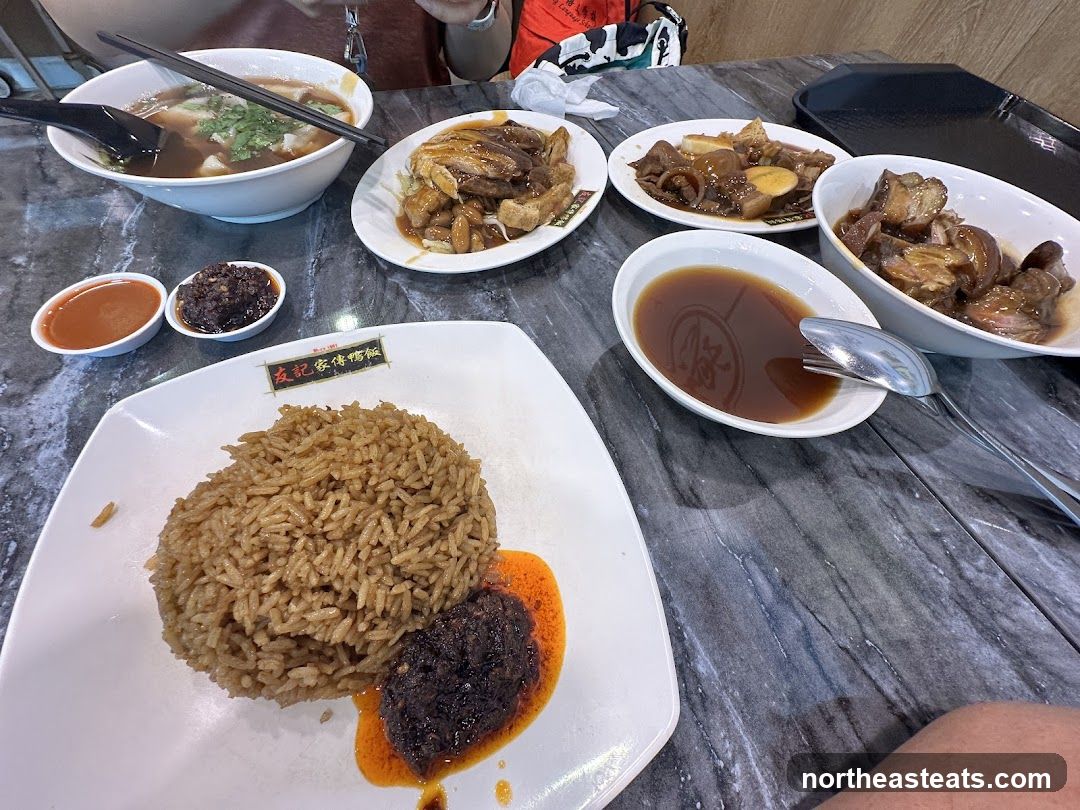 Various dishes on a table