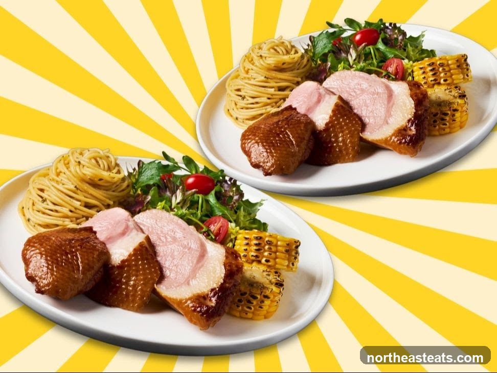 Roast Duck with Pasta and Corn