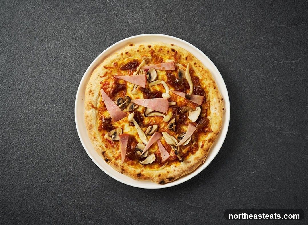Pizza with Ham and Mushrooms