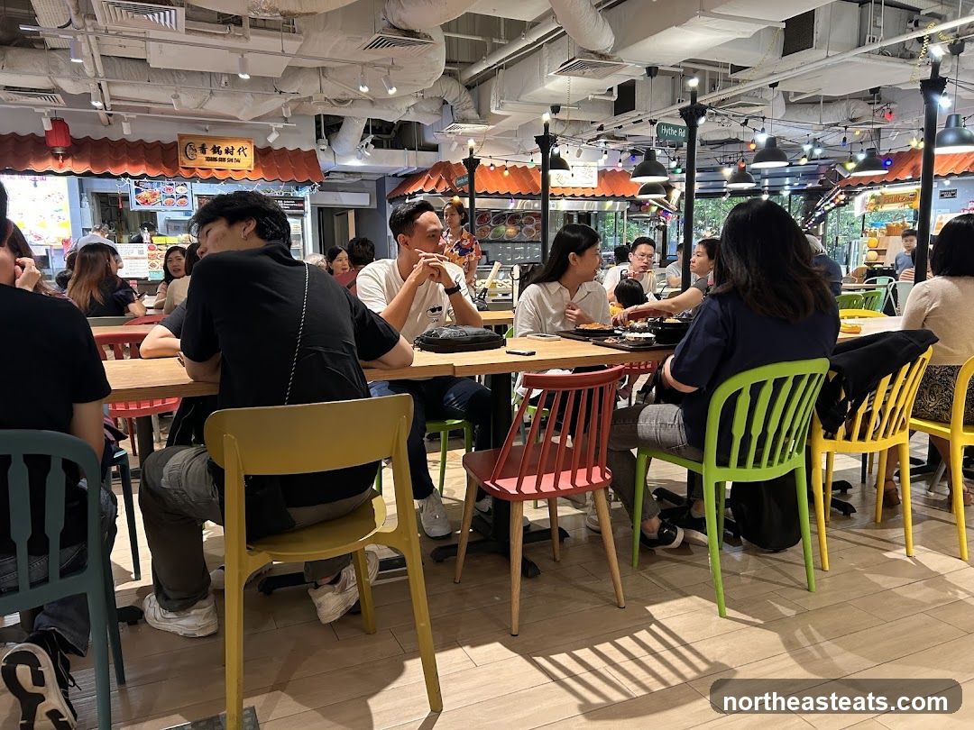 People dining at a food court