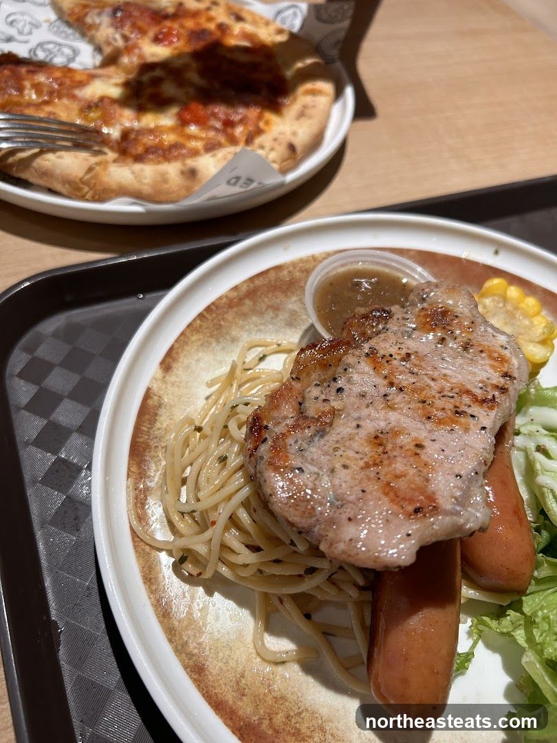 Pork Chop with Spaghetti and Pizza