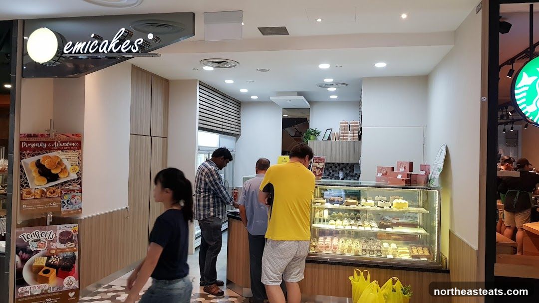 Dessert shop interior with display cases
