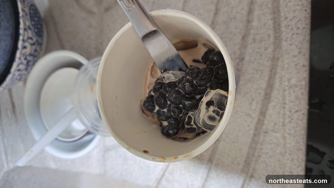 Bubble Tea with Ice and Spoon