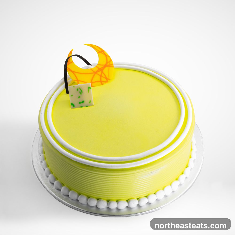 Yellow Cake with White Frosting and Decorations