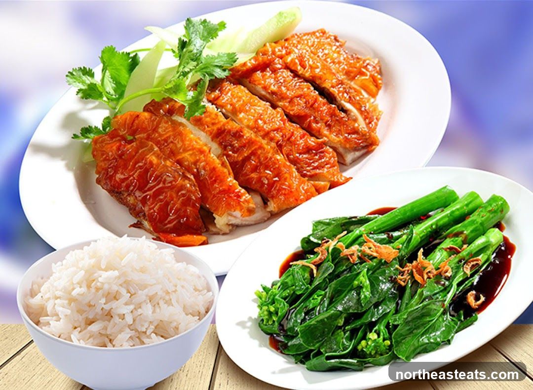 Roast Duck with Rice and Greens