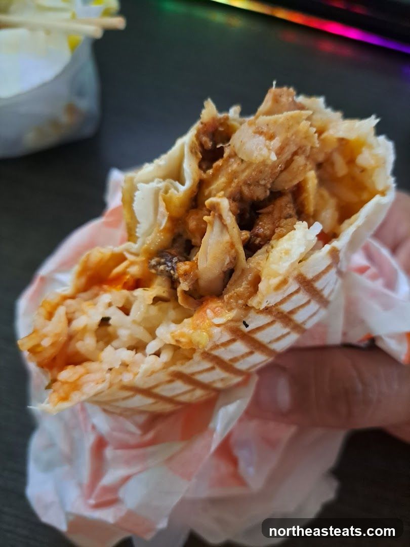 Close-up of a shawarma wrap