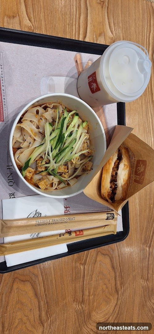 Meal with Noodles and Bun