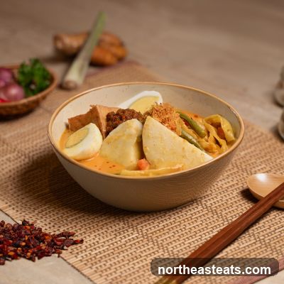 Lontong with Egg and Vegetables