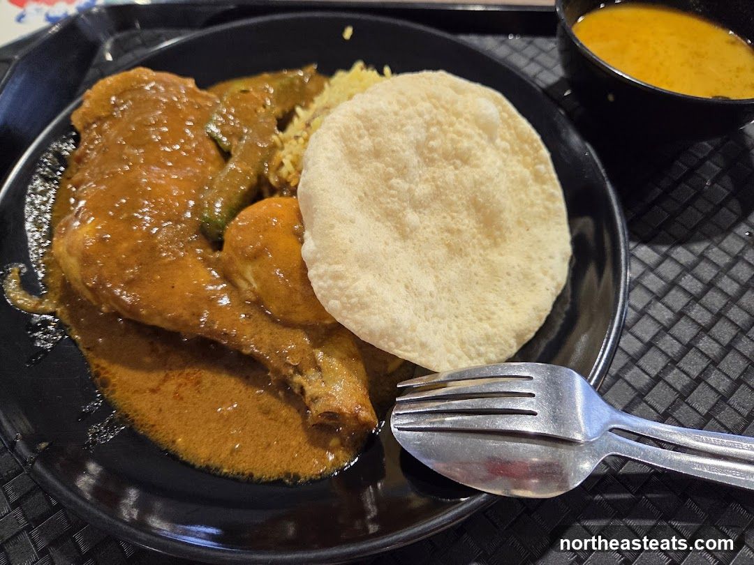Chicken Curry with Rice and Papadum