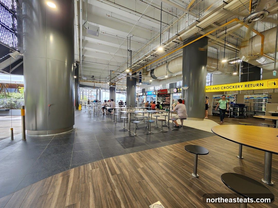 Food court with tables and chairs