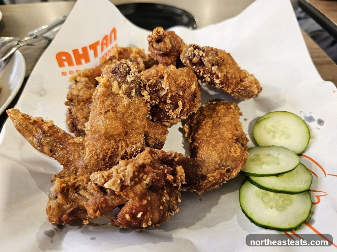 Fried Chicken Wings with Cucumber Slices