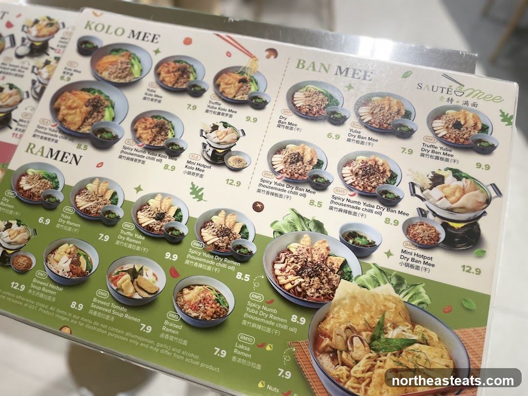 Sauté Mee Menu
