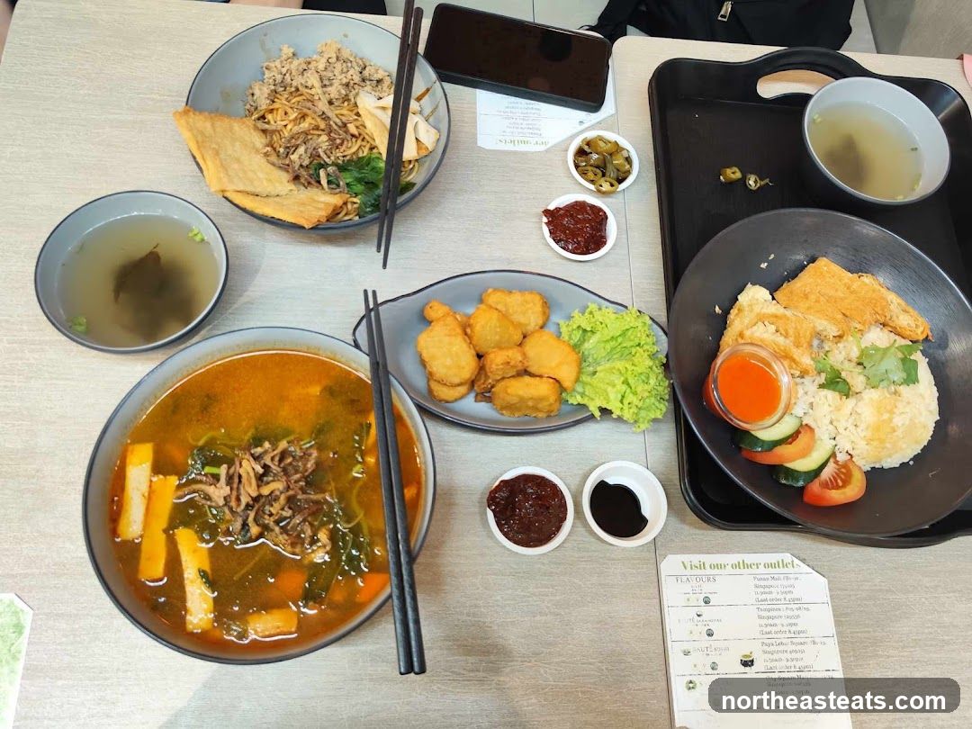 Table with food and drinks